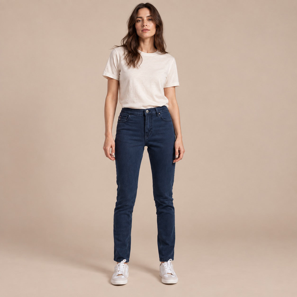 Jean femme coupe droite en coton et lyocell