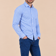 Chemise homme rayée en popeline de coton