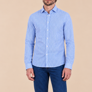 Chemise homme rayée en popeline de coton