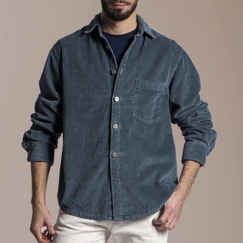 SURCHEMISE VELOURS CÔTELÉ VERT SAPIN