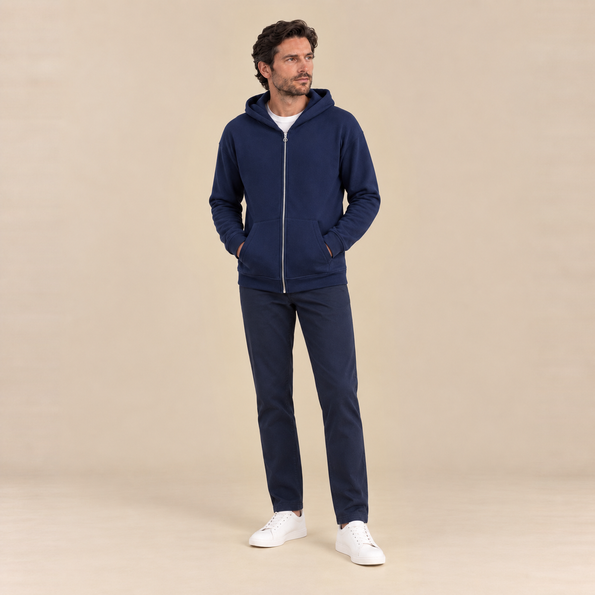 Sweat à capuche zippé en coton bio