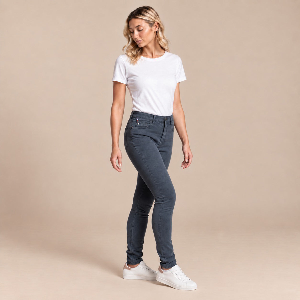 Jean femme coupe ajustée en coton et lyocell
