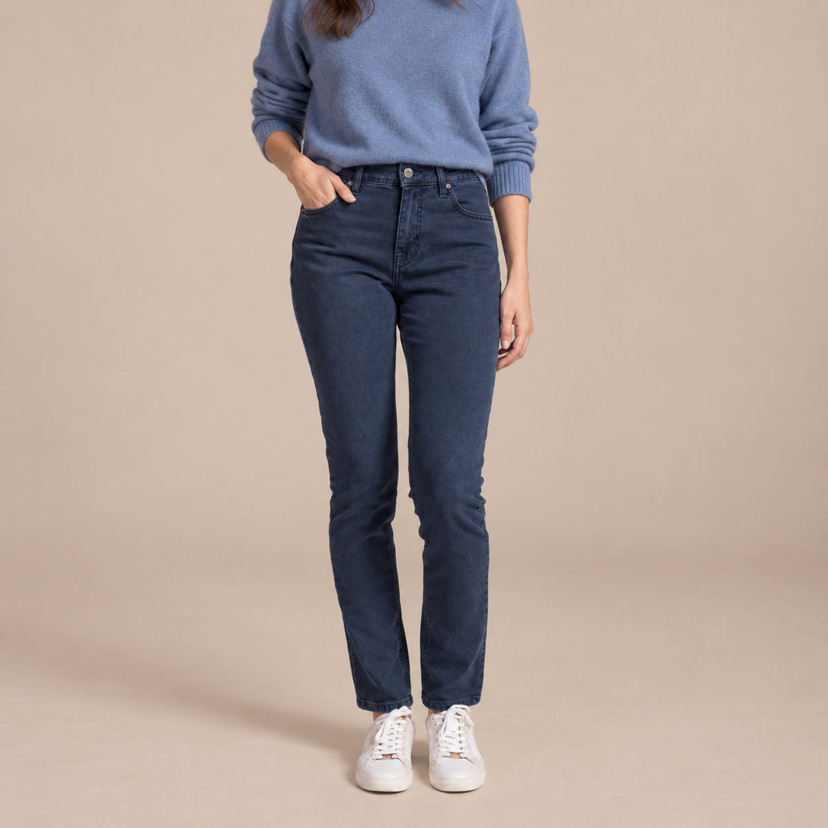 Jean femme coupe droite en coton et lyocell