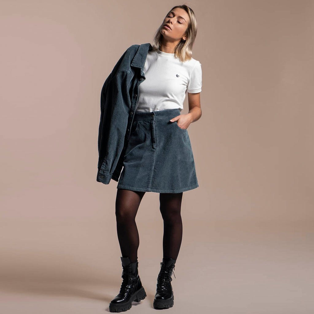 JUPE COURTE VELOURS CÔTELÉ