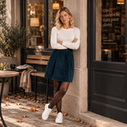 Jupe mi-longue en velours côtelé