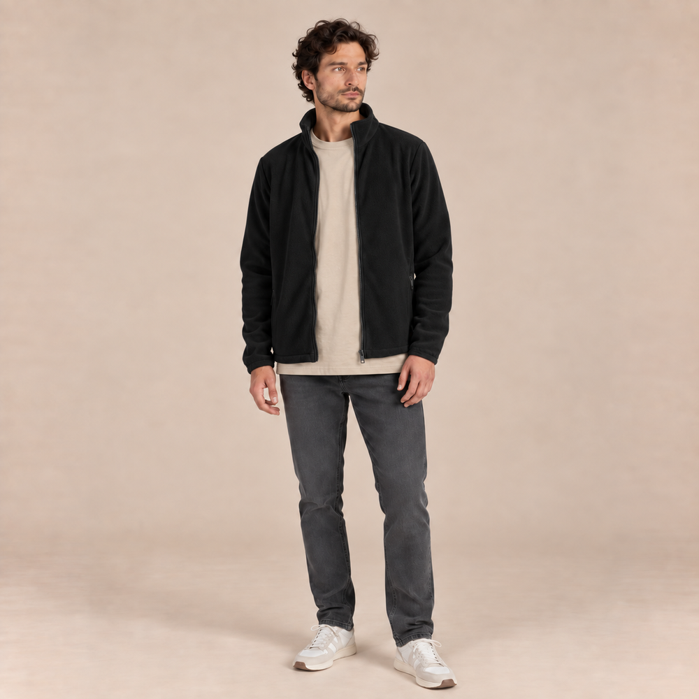 Polaire fine mixte à poches zippées