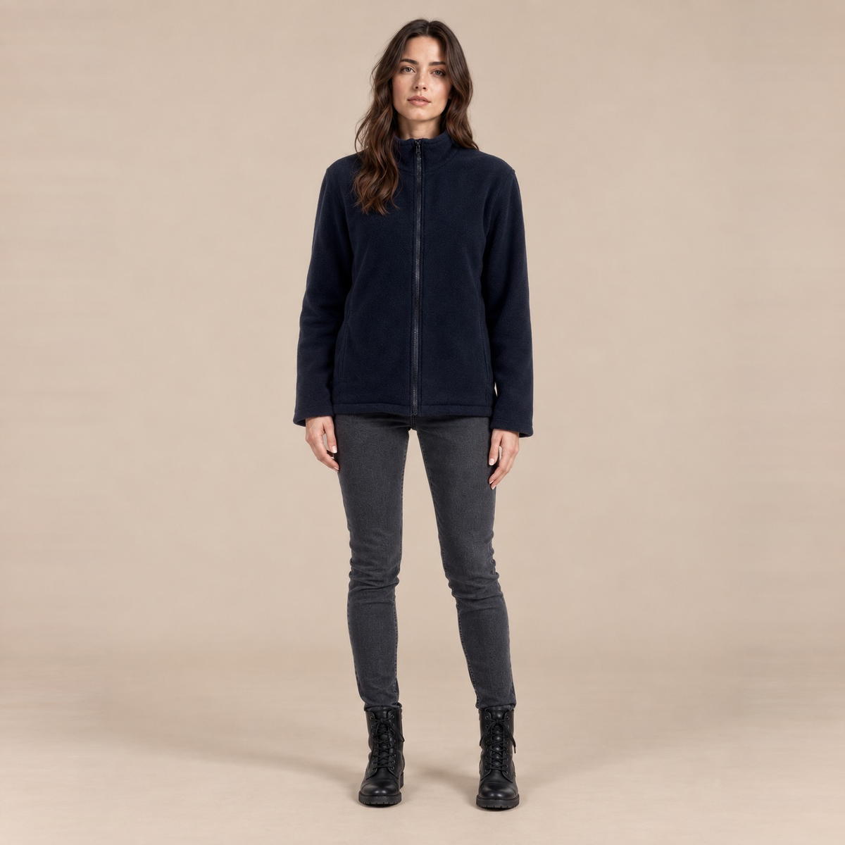 Polaire fine mixte à poches zippées