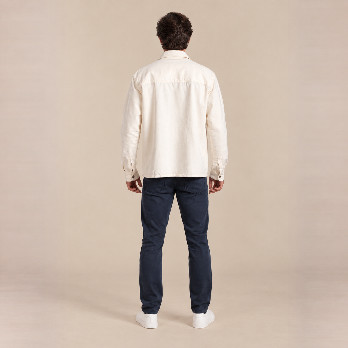 Veste workwear écrue en coton et lyocell