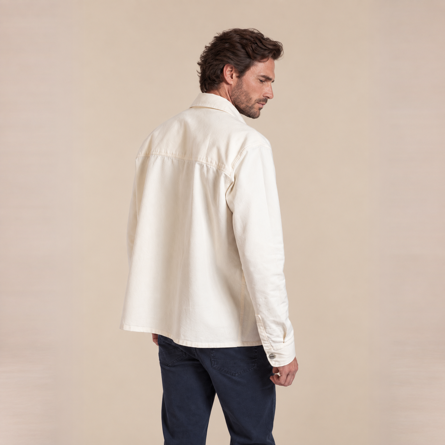Veste workwear écrue en coton et lyocell
